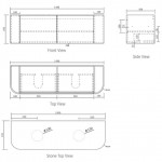 Bondi Natural Oak Curve Wall Hung Vanity -Cabinet 1500x460x450 