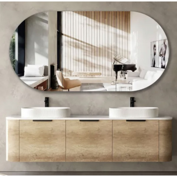 Bondi Natural Oak Curve Wall Hung Vanity -Cabinet 1800x460x450 