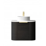 Bondi Black Oak Curve Wall Hung Vanity -Cabinet 600x450x450