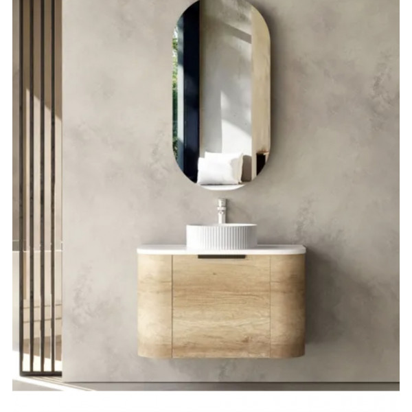 Bondi Natural Oak Curve Wall Hung Vanity -Cabinet 750x460x450