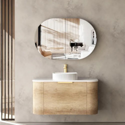 Bondi Natural Oak Curve Wall Hung Vanity -Cabinet 900x460x450 