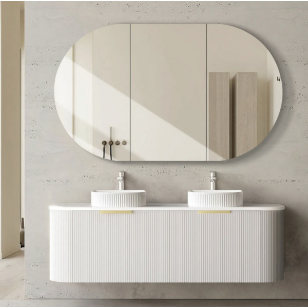 Bondi Matte White 1500*460 Curve vanity- Wall mounted cabinet