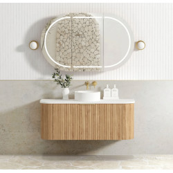 Bondi Woodland Oak Fluted Wall Hung Curve Vanity 1200*460 BOW1200L