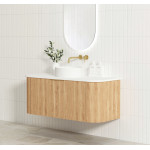 Bondi Woodland Oak Fluted Wall Hung Curve Vanity 1800*460 BOW1800L