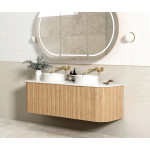 Bondi Woodland Oak Fluted Wall Hung Curve Vanity 1500*460 BOW1500L