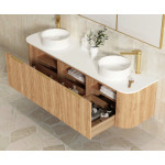 Bondi Woodland Oak Fluted Wall Hung Curve Vanity 1800*460 BOW1800L