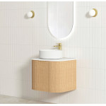 Bondi Woodland Oak Fluted Wall Hung Curve Vanity 600*460 BOW600L
