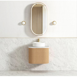 Bondi Woodland Oak Fluted Wall Hung Curve Vanity 600*460 BOW600L