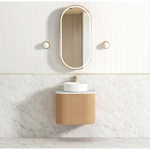Bondi Woodland Oak Fluted Wall Hung Curve Vanity 600*460 BOW600L