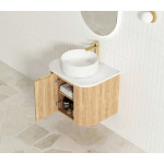 Bondi Woodland Oak Fluted Wall Hung Curve Vanity 600*460 BOW600L