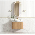 Bondi Woodland Oak Fluted Wall Hung Curve Vanity 600*460 BOW600L