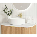 Bondi Woodland Oak Fluted Wall Hung  Curve Vanity 750*460 BOW750L
