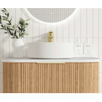 Bondi Woodland Oak Fluted Wall Hung  Curve Vanity 750*460 BOW750L