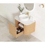 Bondi Woodland Oak Fluted Wall Hung  Curve Vanity 750*460 BOW750L