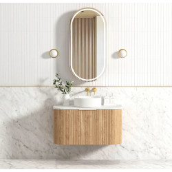 Bondi Woodland Oak Fluted Wall Hung Curve Vanity 900*460 BOW900L