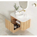 Bondi Woodland Oak Fluted Wall Hung Curve Vanity 900*460 BOW900L