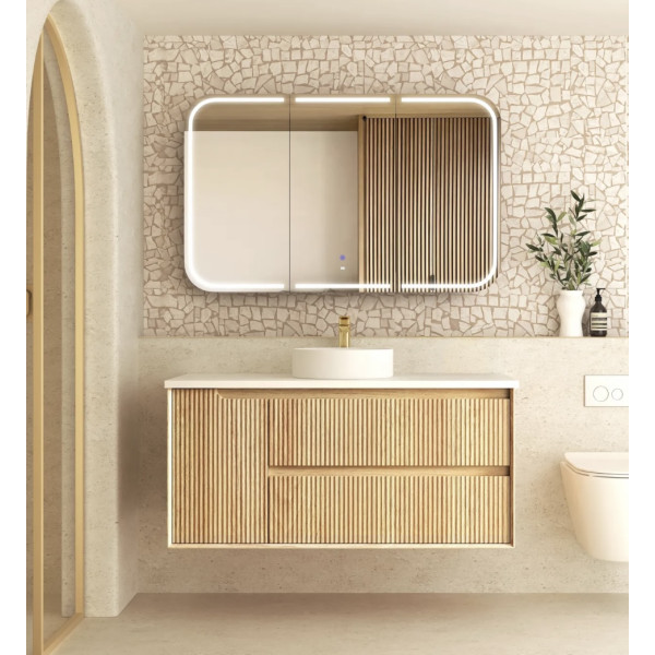 Byron Fluted 1200mm Woodland Oak Wall Hung Vanity