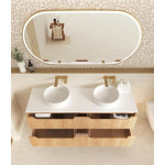 Byron Fluted 1200mm Woodland Oak Four Drawer Wall Hung Vanity