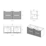 Byron Fluted 1200mm Woodland Oak Four Drawer Wall Hung Vanity