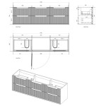 Byron Fluted 1800mm Woodland Oak Wall Hung Vanity BYW1800L