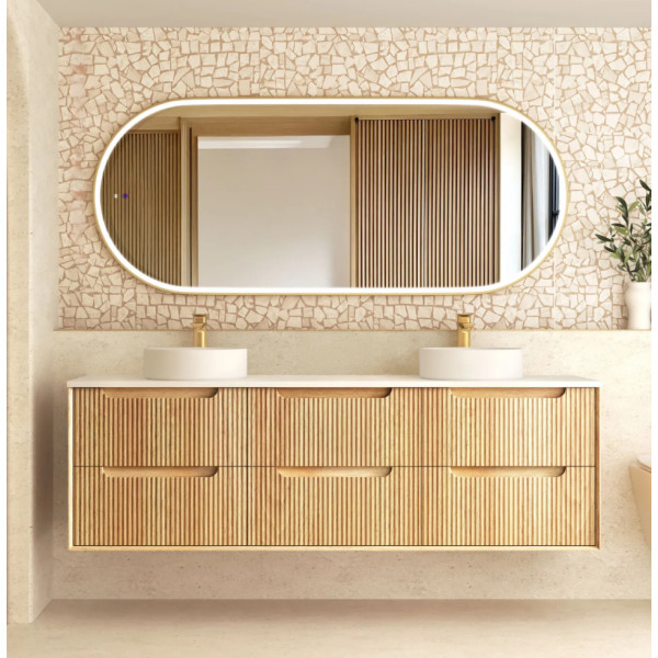 Byron Fluted 1800mm Woodland Oak Wall Hung Vanity BYW1800L Byron Fluted 1800mm Woodland Oak Wall Hung Vanity BYW1800L