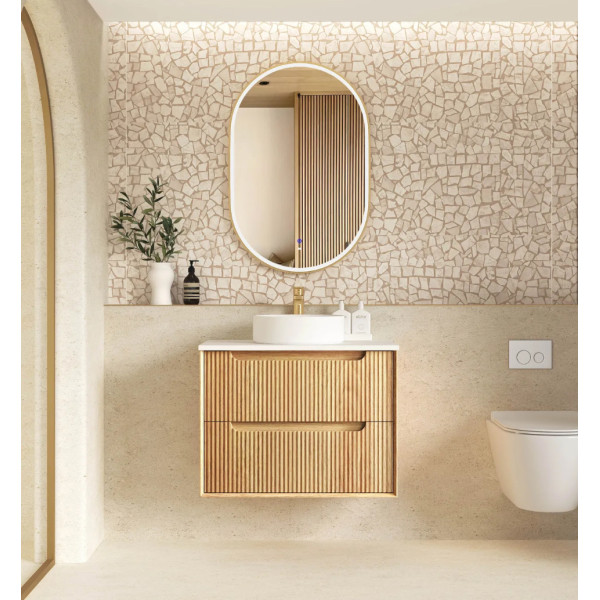 Byron Fluted 750mm Woodland Oak Wall Hung Vanity