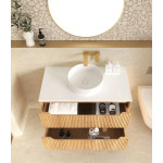 Byron Fluted 750mm Woodland Oak Wall Hung Vanity