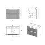 Byron Fluted 750mm Woodland Oak Wall Hung Vanity