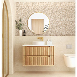 Byron Fluted 900mm Woodland Oak Wall Hung Vanity