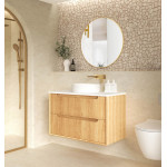 Byron Fluted 900mm Woodland Oak Wall Hung Vanity
