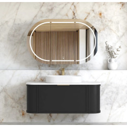 Hampshire 1200mm Satin Black Wall Hung Curve Vanity  BOH1200B