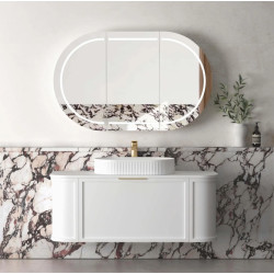 Hampshire 1200mm Satin White Wall Hung Curve Vanity   BOH1200W