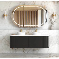 Hampshire 1500mm Satin Black Wall Hung Curve Vanity   BOH1500B