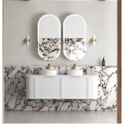 Hampshire 1500mm Satin White Wall Hung Curve Vanity   BOH1500W