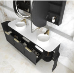 Hampshire 1800mm Satin Black Wall Hung Curve Vanity   BOH1800B