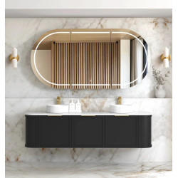 Hampshire 1800mm Satin Black Wall Hung Curve Vanity   BOH1800B