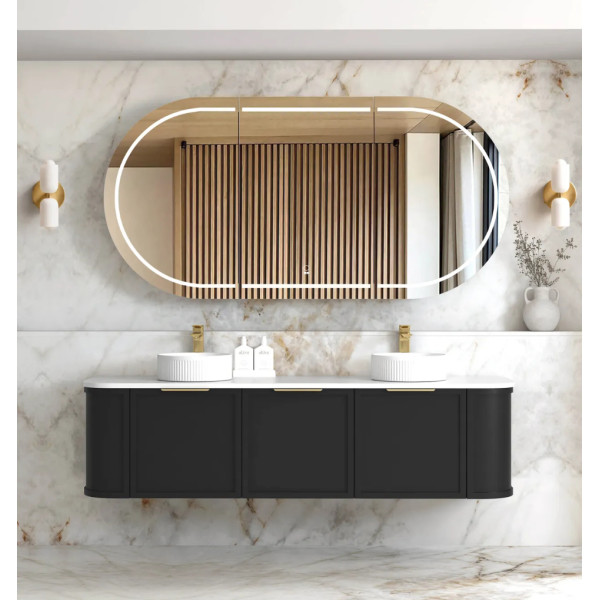 Hampshire 1800mm Satin Black Wall Hung Curve Vanity BOH1800B Hampshire 1800mm Satin Black Wall Hung Curve Vanity BOH1800B