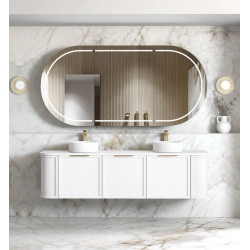 Hampshire 1800mm Satin White Wall Hung Curve Vanity  BOH1800W