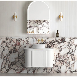 Hampshire 750mm Satin White Wall Hung Curve Vanity / Shaker door  BOH750W