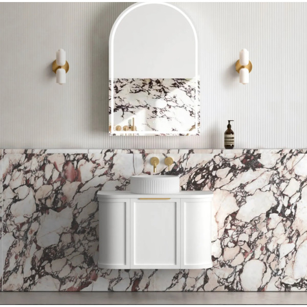 Hampshire 750mm Satin White Wall Hung Curve Vanity / Shaker door  BOH750W