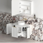 Hampshire 750mm Satin White Wall Hung Curve Vanity / Shaker door  BOH750W