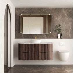 Havana 1200mm Sable Walnut Fluted Wall Hung Fluted Curve Vanity HA1200SW