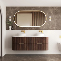 Havana 1500mm Sable Walnut Fluted Wall Hung Fluted Curve Vanity HA1500SW