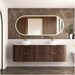 Havana 1800mm Sable Walnut Fluted Wall Hung Fluted Curve Vanity HA1800SW