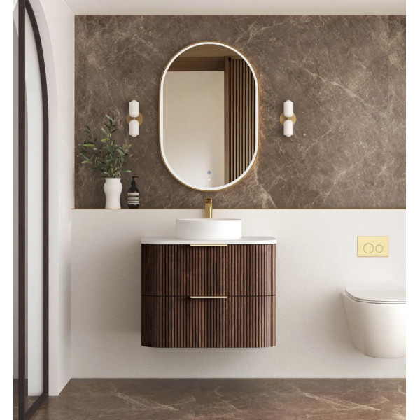 Havana 750mm Sable Walnut Fluted Wall Hung Fluted Curve Vanity  HA750SW