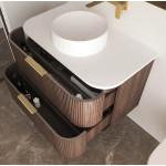 Havana 750mm Sable Walnut Fluted Wall Hung Fluted Curve Vanity  HA750SW