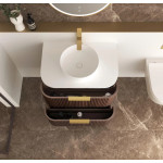 Havana 750mm Sable Walnut Fluted Wall Hung Fluted Curve Vanity  HA750SW