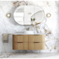 Havana 1200mm Woodland Oak Fluted Wall Hung Fluted Curve Vanity HAW1200L