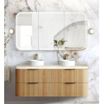 Havana 1500mm Woodland Oak Fluted Wall Hung Fluted Curve Vanity HAW1500L