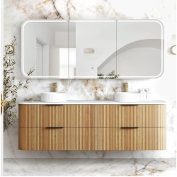 Havana 1800mm Woodland Oak Fluted Wall Hung Fluted Curve Vanity HAW1800L